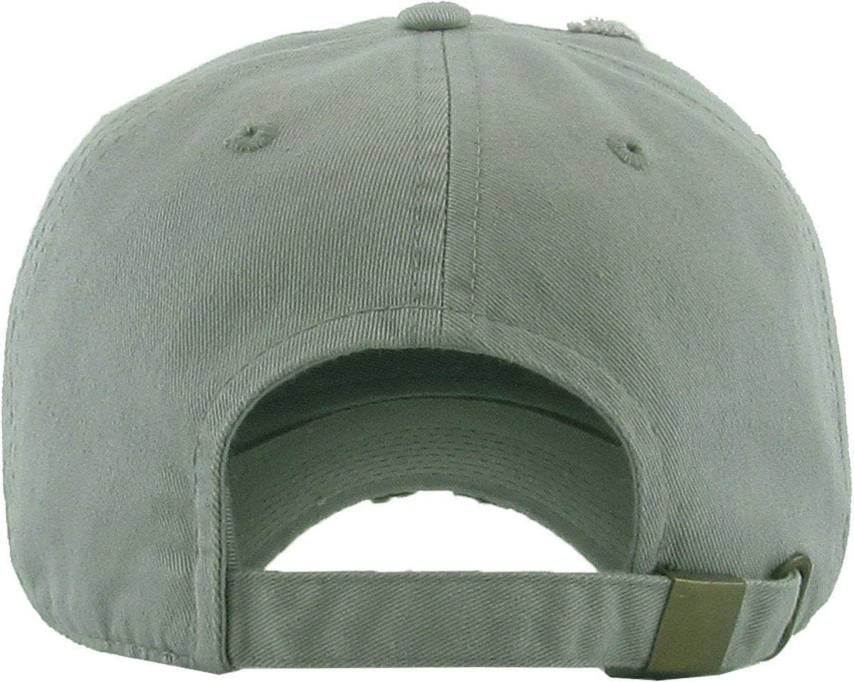 Moss Gray Distressed Vintage Baseball Cap Back View